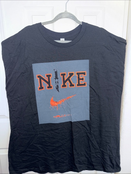 Gildan Other - Gildan Horror Nike print, Black Short-Sleeve Tee with RedGraphic